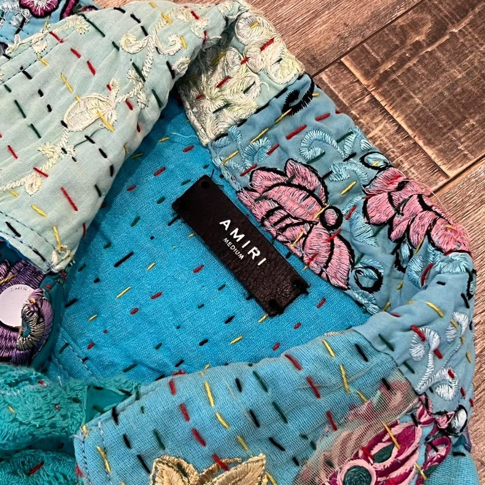 Amiri Embroidered Upcycled Patchwork Trucker Jack… - image 4